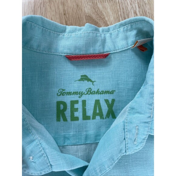 Tommy Bahama Shirt Mens Sz XL Turquoise Aqua Linen Casual Button Up Long Sleeve - Picture 6 of 10